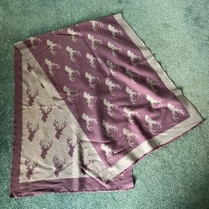Purple and Gray Deer Print Scarf